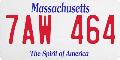 MA license plate 7AW464