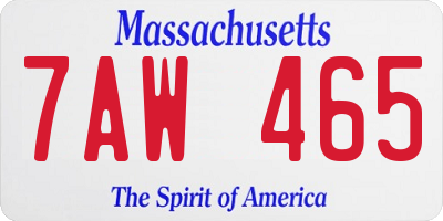 MA license plate 7AW465