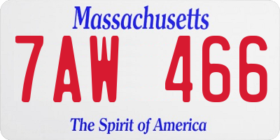 MA license plate 7AW466
