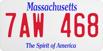 MA license plate 7AW468