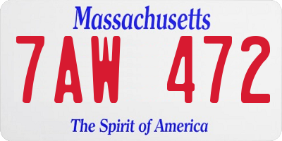 MA license plate 7AW472