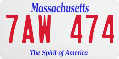 MA license plate 7AW474