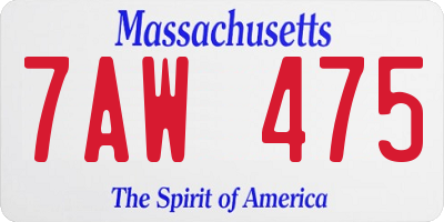 MA license plate 7AW475
