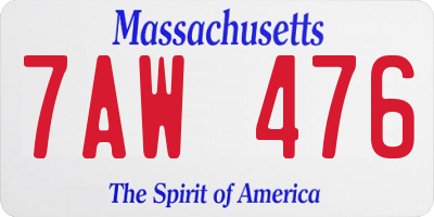 MA license plate 7AW476