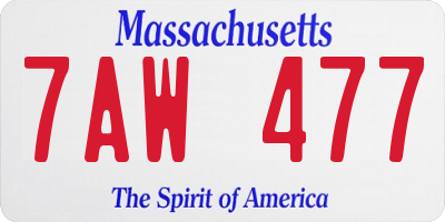 MA license plate 7AW477