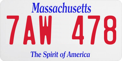 MA license plate 7AW478