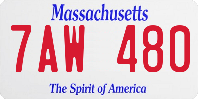 MA license plate 7AW480