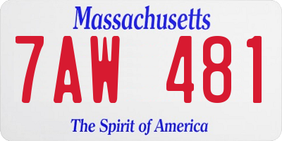 MA license plate 7AW481