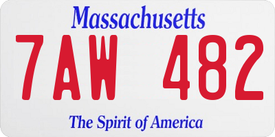 MA license plate 7AW482