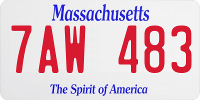 MA license plate 7AW483