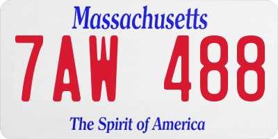 MA license plate 7AW488