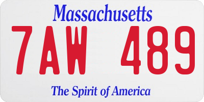 MA license plate 7AW489