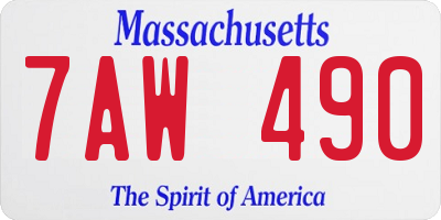 MA license plate 7AW490