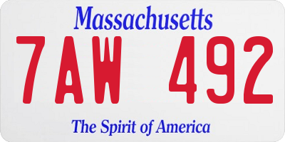 MA license plate 7AW492