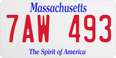 MA license plate 7AW493