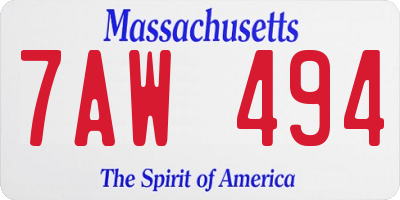 MA license plate 7AW494