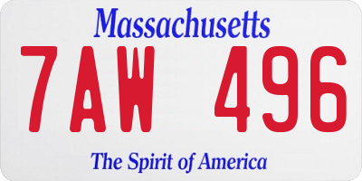MA license plate 7AW496