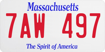 MA license plate 7AW497