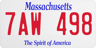 MA license plate 7AW498