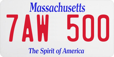 MA license plate 7AW500