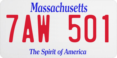 MA license plate 7AW501