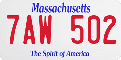 MA license plate 7AW502