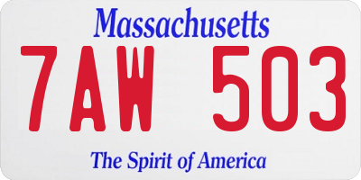 MA license plate 7AW503