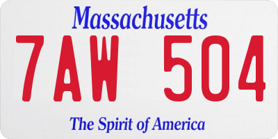 MA license plate 7AW504