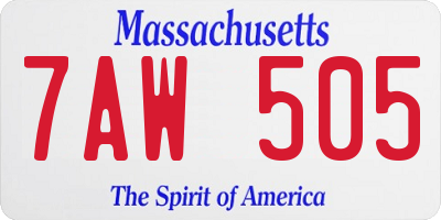 MA license plate 7AW505