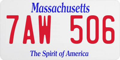 MA license plate 7AW506