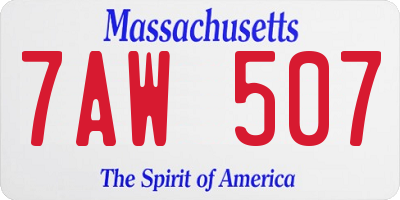 MA license plate 7AW507