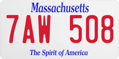 MA license plate 7AW508