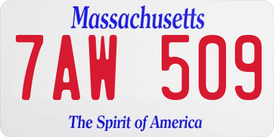 MA license plate 7AW509
