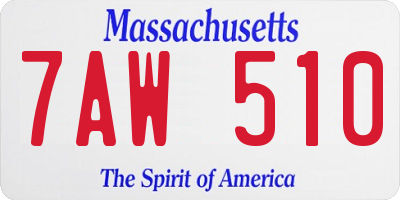 MA license plate 7AW510