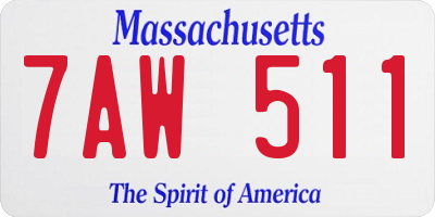 MA license plate 7AW511