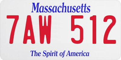 MA license plate 7AW512