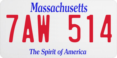 MA license plate 7AW514