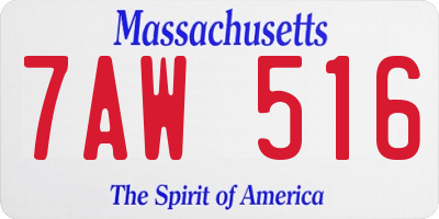 MA license plate 7AW516