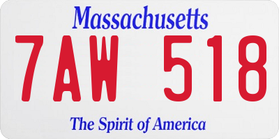 MA license plate 7AW518