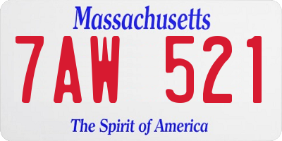 MA license plate 7AW521