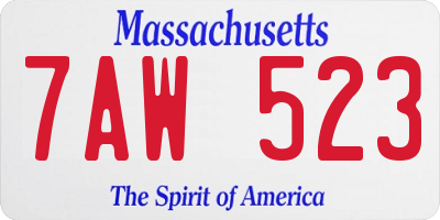 MA license plate 7AW523