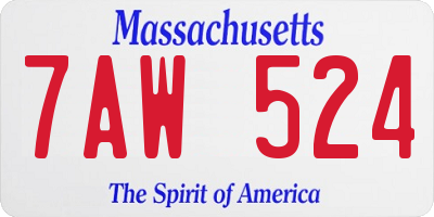 MA license plate 7AW524