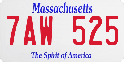 MA license plate 7AW525