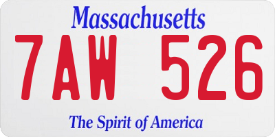 MA license plate 7AW526