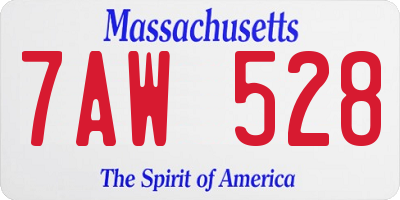 MA license plate 7AW528