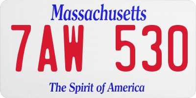 MA license plate 7AW530