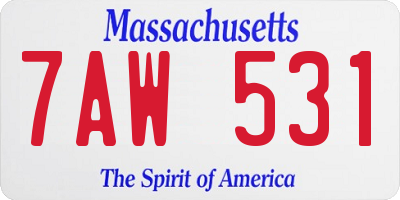 MA license plate 7AW531
