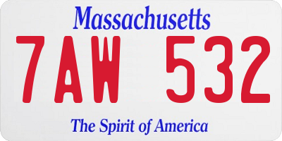 MA license plate 7AW532