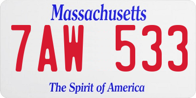 MA license plate 7AW533