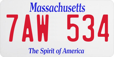 MA license plate 7AW534